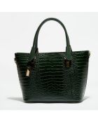 Sac cabas en Cuir croco Nico vert bouteille - 25x13x30 cm