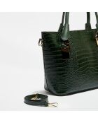 Sac cabas en Cuir croco Nico vert bouteille - 25x13x30 cm