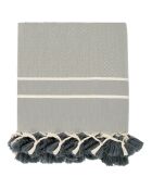 Plaid Stockholm Chevron Pompon gris perle