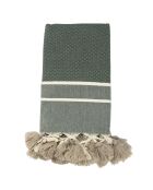 Plaid Stockholm Chevron Pompon Losange vert kaki 
