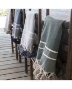 Plaid Stockholm Chevron Pompon Losange vert kaki 