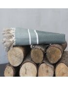 Plaid Stockholm Chevron Pompon Losange vert kaki 