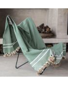 Plaid Stockholm Chevron Pompon Losange vert kaki 