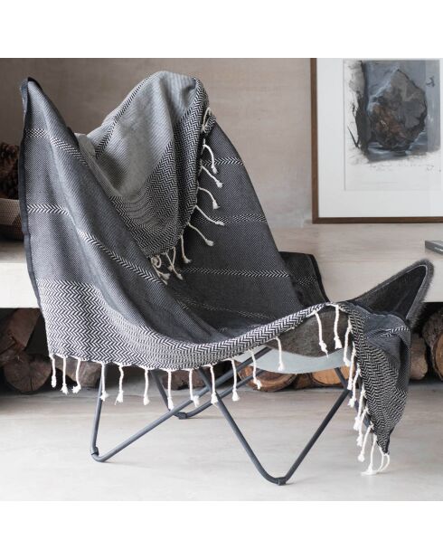 Tela escocesa negra Oslo Jacquard