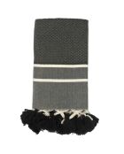 Plaid Stockholm Chevron Pompon Losange noir