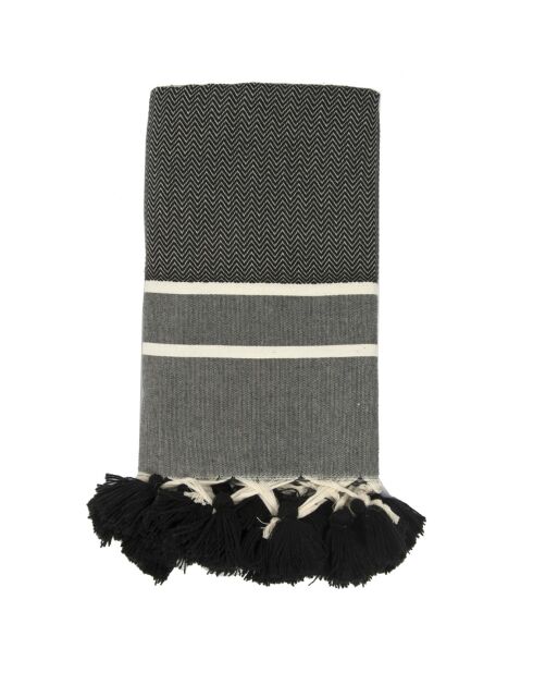 Schottenmuster Stockholm Chevron Black Diamond Pompon
