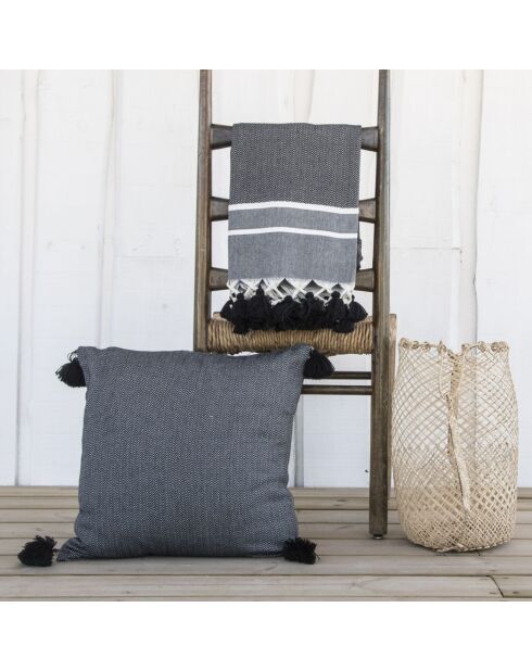 Schottenmuster Stockholm Chevron Black Diamond Pompon