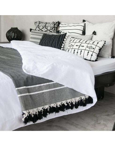 Schottenmuster Stockholm Chevron Black Diamond Pompon