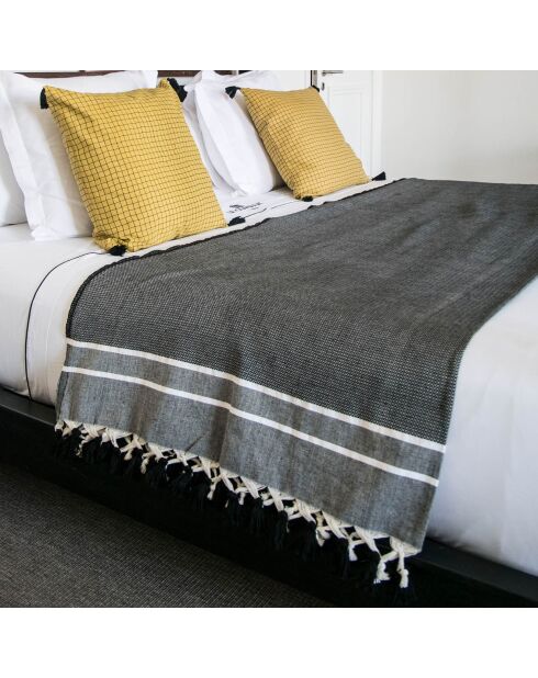 Schottenmuster Stockholm Chevron Black Diamond Pompon