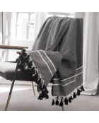 Plaid Stockholm Chevron Pompon Losange noir