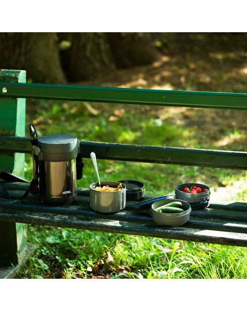 Isothermische voedselhouder met 3 vakken grijs - 1,6L