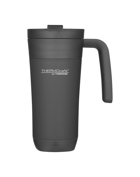 Mug isotherme à couvercle rabattable noir - 42.5 cl