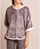 Poncho en Velours Cocoon gris/écru