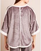 Poncho en Velours Cocoon gris/écru