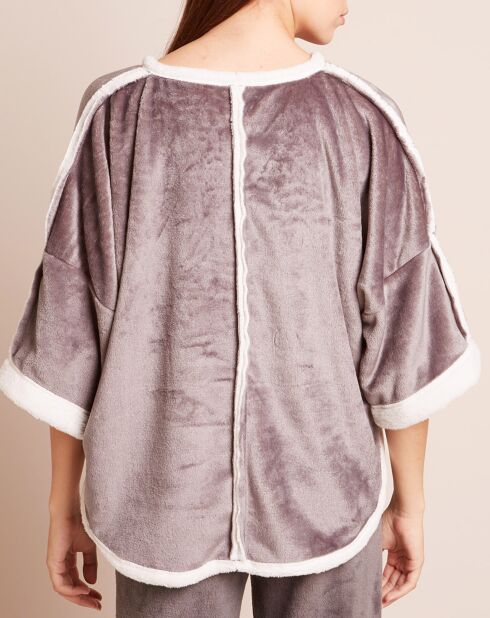 Poncho en Velours Cocoon gris/écru