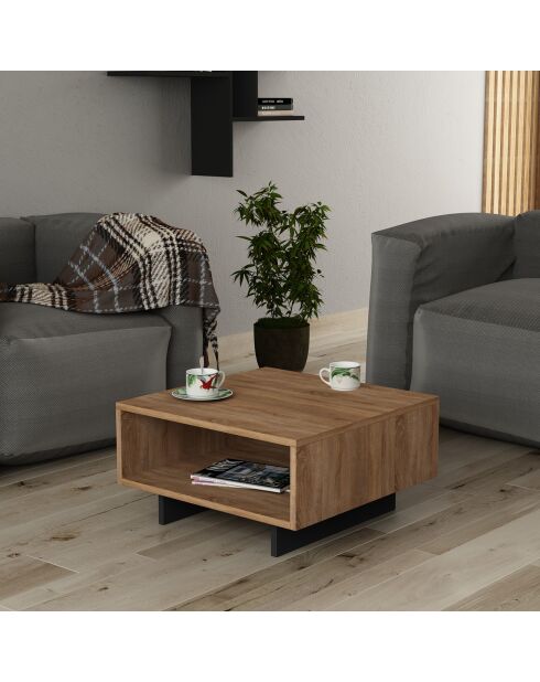 Table basse anthracite/chêne - 60x32x30 cm