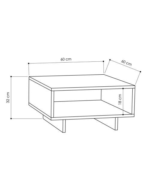 Table basse anthracite/chêne - 60x32x30 cm