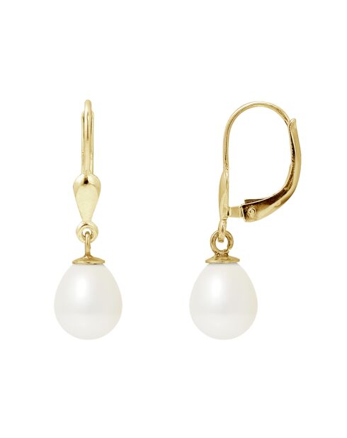 Geelgouden peeroorbellen met zoetwater gekweekte parels