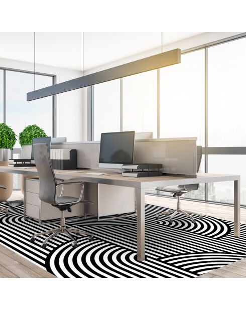 Tapis vinyle graphique blanc/noir - 133x200 cm