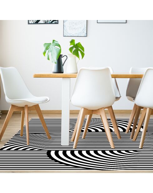 Tapis vinyle graphique blanc/noir - 133x200 cm