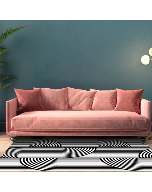 Tapis vinyle graphique blanc/noir - 133x200 cm
