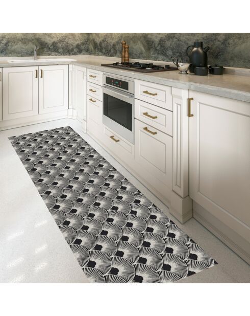 Tapis vinyle Belle époque blanc/noir  - 66x180 cm