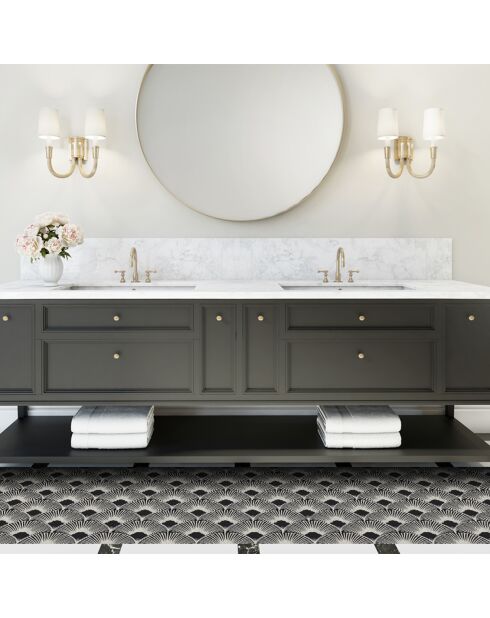 Tapis vinyle Belle époque blanc/noir  - 66x180 cm