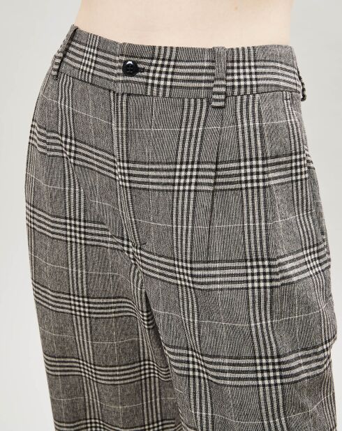 Pantalon en Laine mélangée à carreaux gris