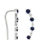 Boucles d'Oreilles Grimpantes Océan Diamants 0.018 ct & Saphirs 0.49 ct or blanc
