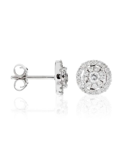 Boucles d'oreilles Rond Encerclé Diamants 0.53 ct or blanc