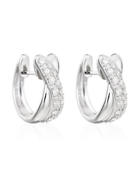 Boucles d'oreilles Demi Croisés diamants 0.27 ct or blanc