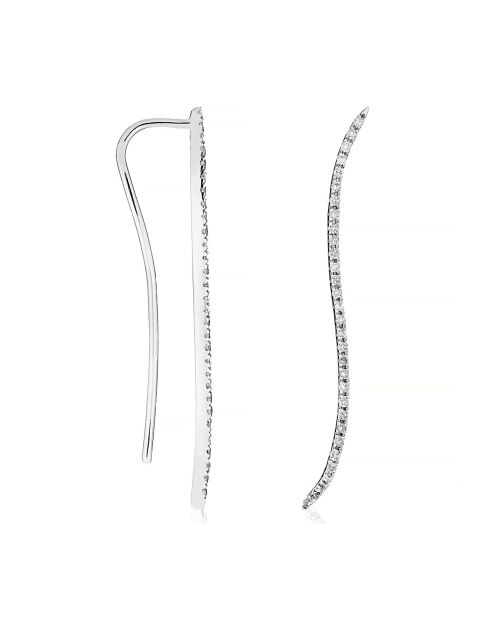 Boucles d'oreilles Vagues de Diamants 0.13 ct or blanc