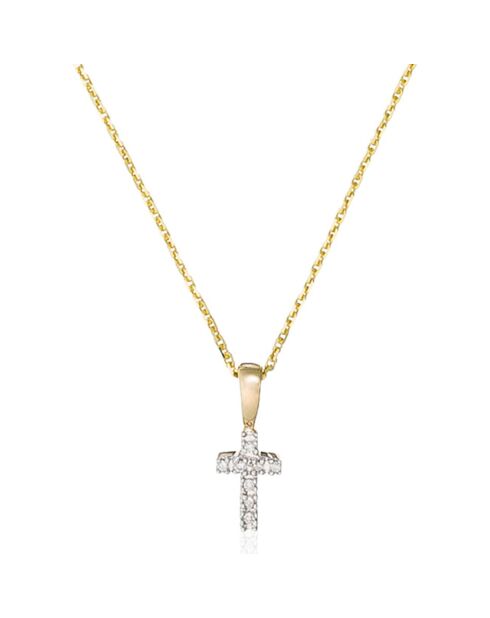 Pendentif Mini Croix diamants 0.02 ct or jaune