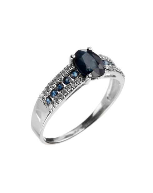 Queen Ocean Ring Diamanten 0,14 ct Saphire 1,38 ct Weißgold