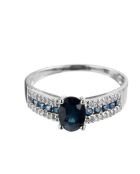 Queen Ocean Ring Diamanten 0,14 ct Saphire 1,38 ct Weißgold
