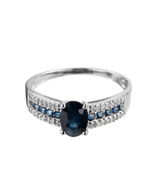 Queen Ocean Ring Diamanten 0,14 ct Saphire 1,38 ct Weißgold