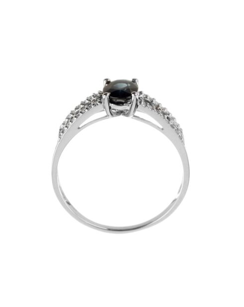 Queen Ocean Ring Diamanten 0,14 ct Saphire 1,38 ct Weißgold