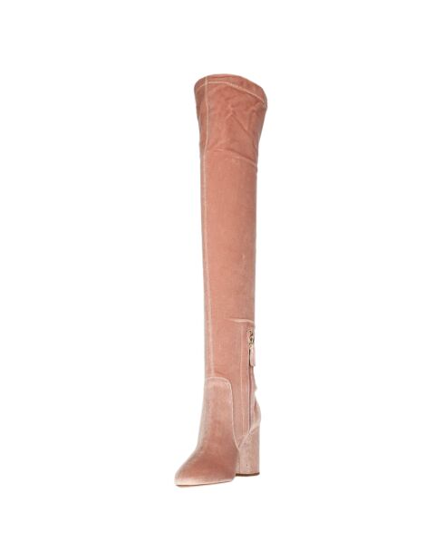 Cuissardes en Velours rose - Talon 8.5 cm