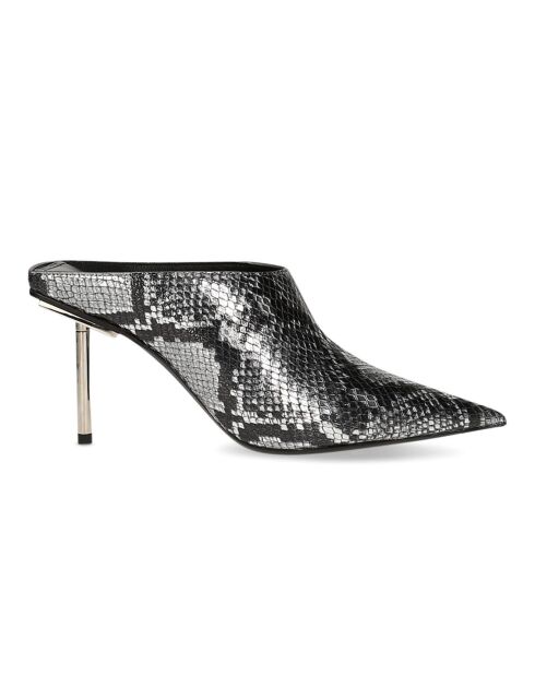 Mules en Cuir argentées - Talon 9.5 cm