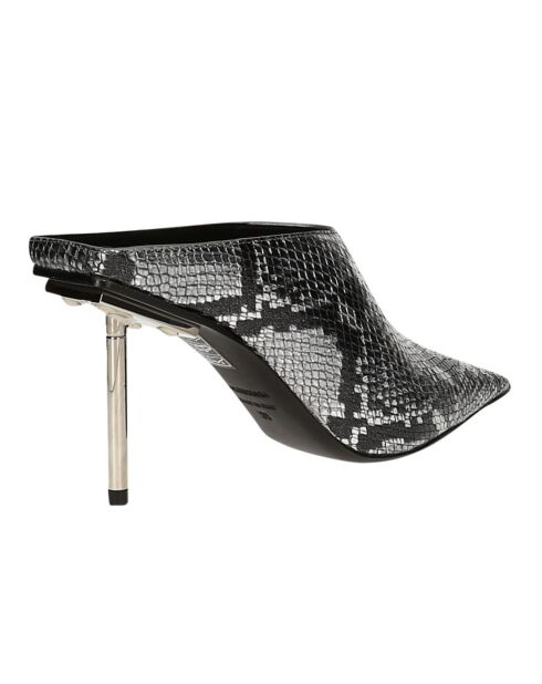Mules en Cuir argentées - Talon 9.5 cm