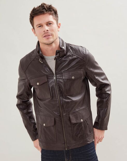 Chaqueta Brendan de piel marrón