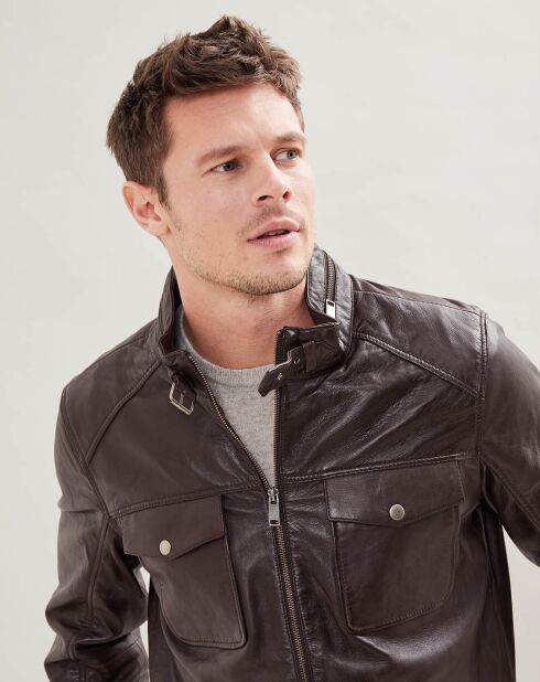 Chaqueta Brendan de piel marrón
