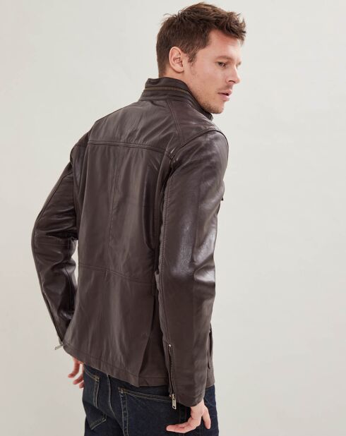 Chaqueta Brendan de piel marrón
