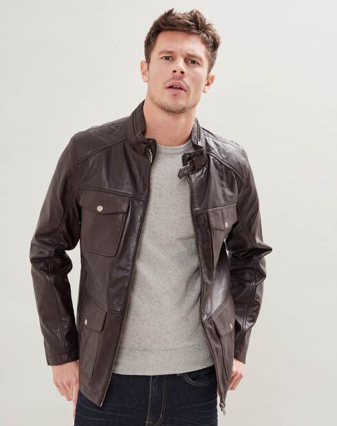 Chaqueta Brendan de piel marrón