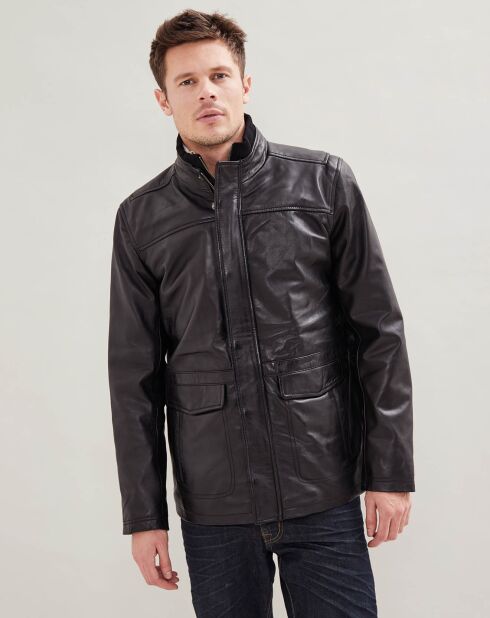 Zwarte leren jas van Baudouin