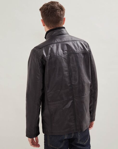 Zwarte leren jas van Baudouin