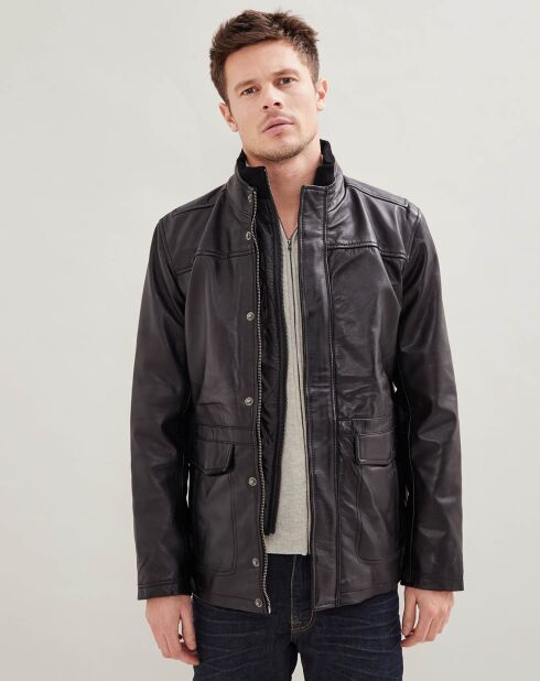 Zwarte leren jas van Baudouin