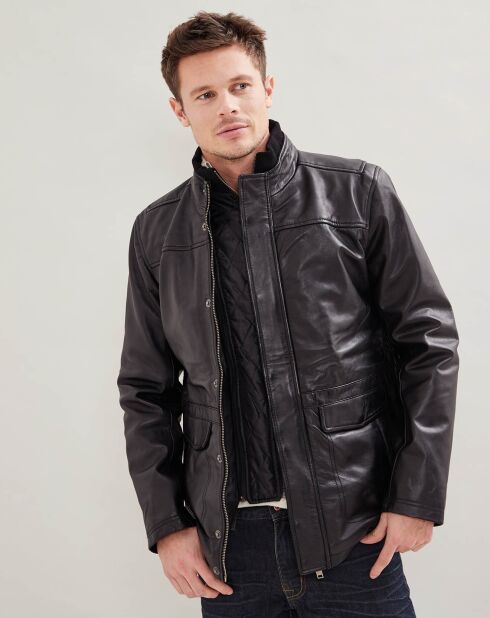 Zwarte leren jas van Baudouin