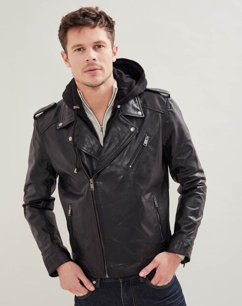 Zwarte leren jas van Berat