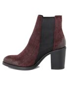 Chelsea boots en Velours de Cuir Ama bordeaux - Talon 8 cm